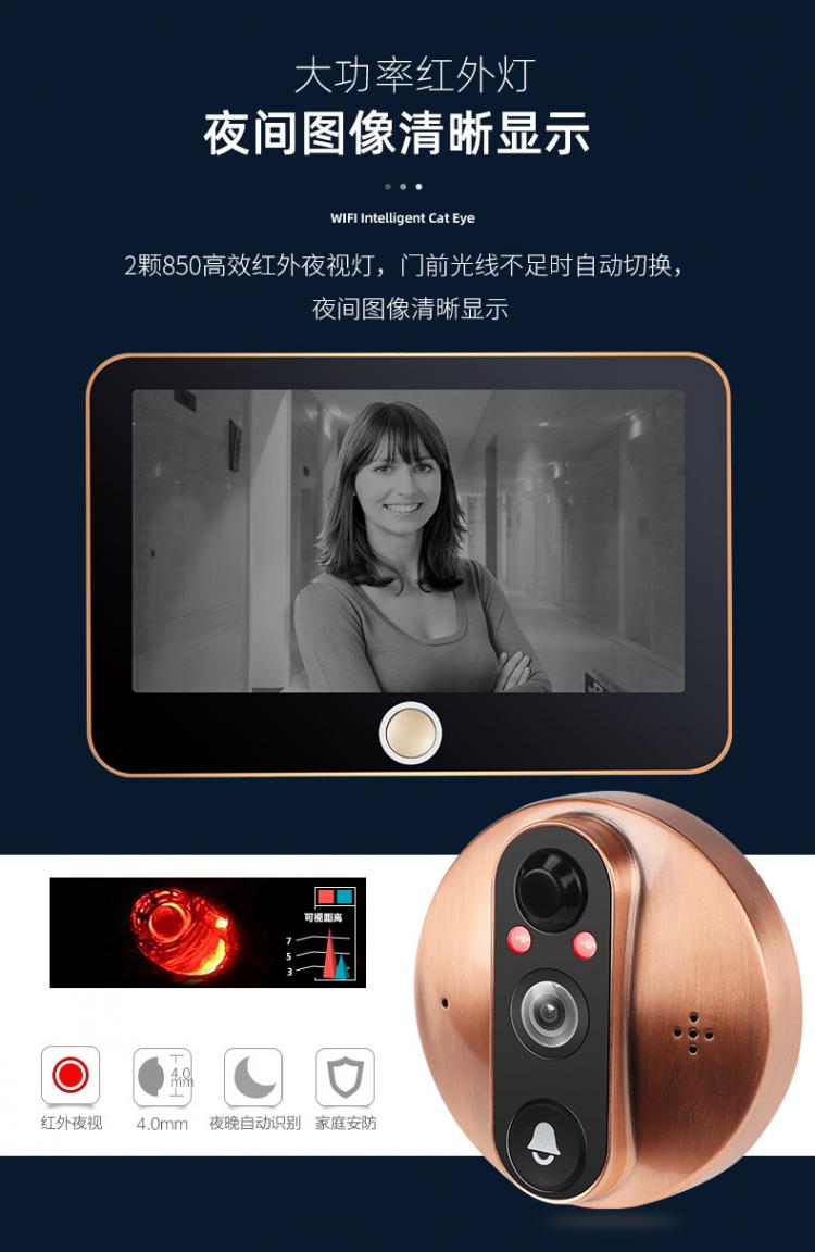 涂鴉低功耗電子貓眼電池可視門鈴對講家用 貓眼可視對講門鈴 第10張