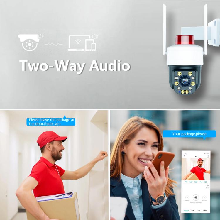 30倍變焦紅外夜視云臺高清5MP戶外防水球形攝像機帶報警燈手機遠程視頻4G+WIFI無線監控攝像頭 4G監控攝像機 第8張