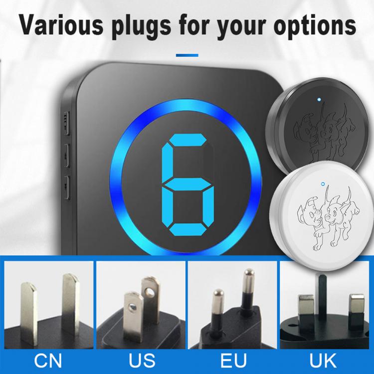 LED數(shù)顯多防區(qū)寵物觸摸門鈴套裝跨境防水無線老人SOS呼叫求助按鈕 交流供電門鈴 第5張