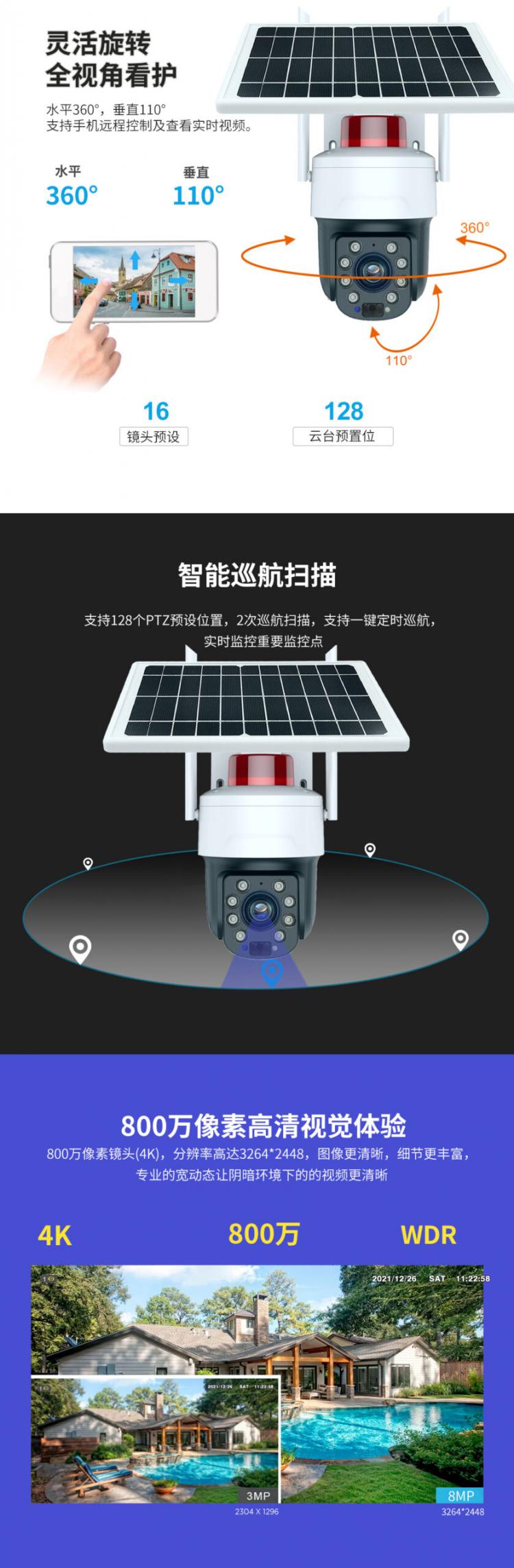 國標協議監控攝像頭涂鴉tuya太陽能監控攝像機 可對接天網平臺 雪亮工程 消防平臺 廠家直銷支持定制 品牌動態 第3張